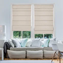Home Basics Classic Cotton Twill Fabric With Blackout Liner Custom Cordless Blackout Roman Shade