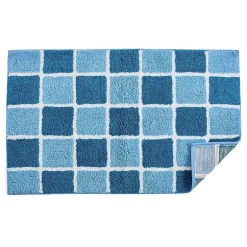 Home Expressions Blue Grid Bath Rug