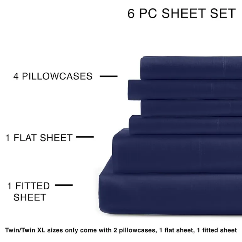 Home Expressions Cool And Crisp 6pc Cotton Percale Sheet Set