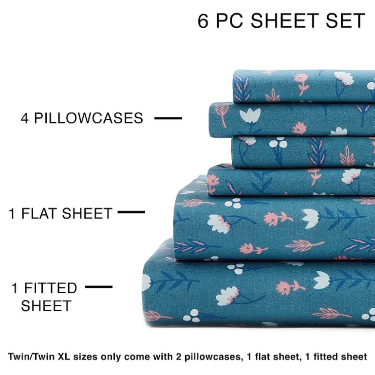 Home Expressions Cool And Crisp 6pc Cotton Percale Sheet Set