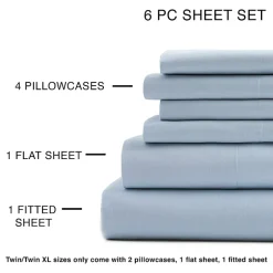 Home Expressions Cool And Crisp 6pc Cotton Percale Sheet Set