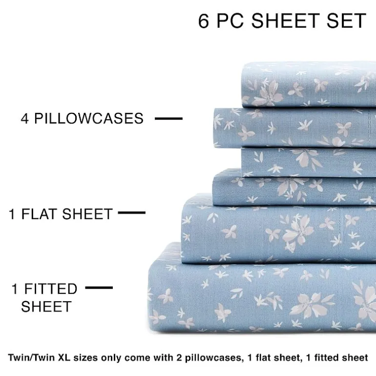 Home Expressions Cool And Crisp 6pc Cotton Percale Sheet Set