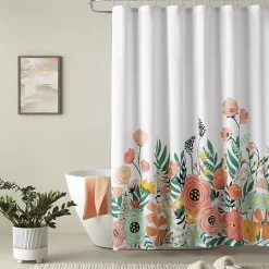 Home Expressions Floral Border Shower Curtain