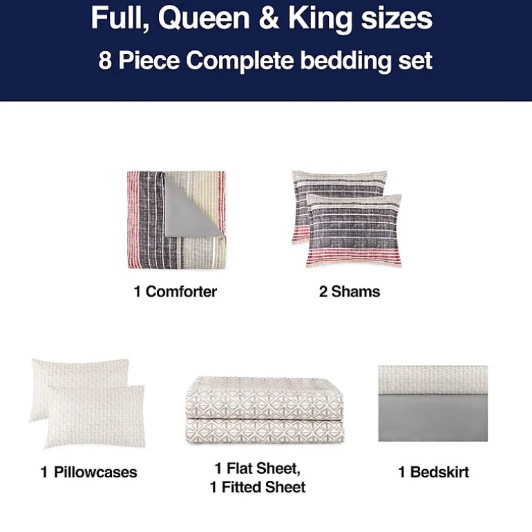 Home Expressions Mercer Stripes Complete Bedding Set With Sheets