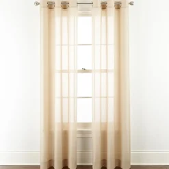 Home Expressions Remy Solid Grommet Top Sheer Single Curtain Panel