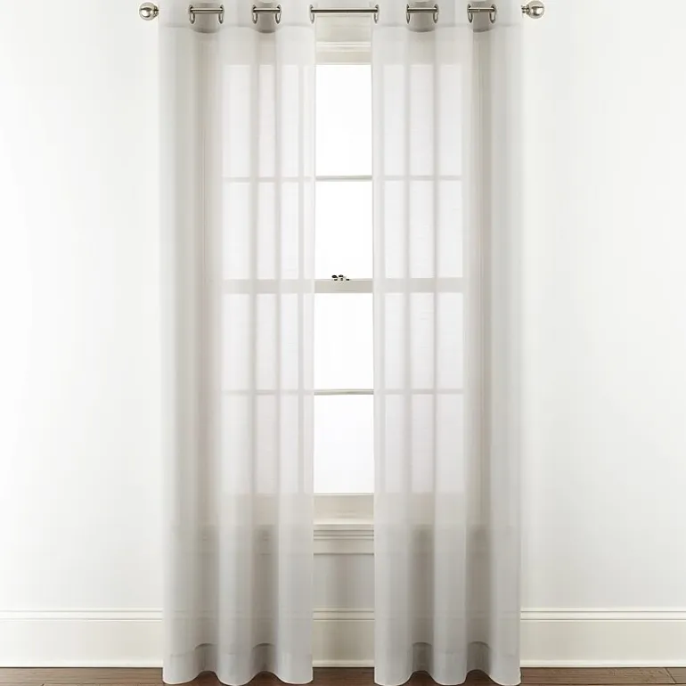 Home Expressions Remy Solid Grommet Top Sheer Single Curtain Panel