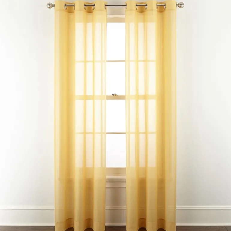 Home Expressions Remy Solid Grommet Top Sheer Single Curtain Panel