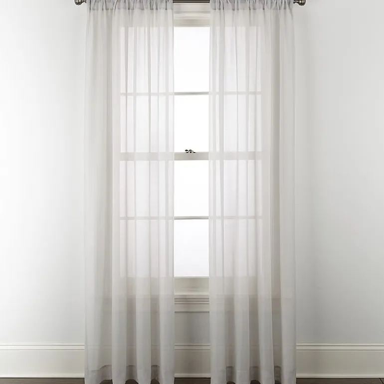 Home Expressions Remy Solid Rod Pocket Sheer Single Curtain Panel