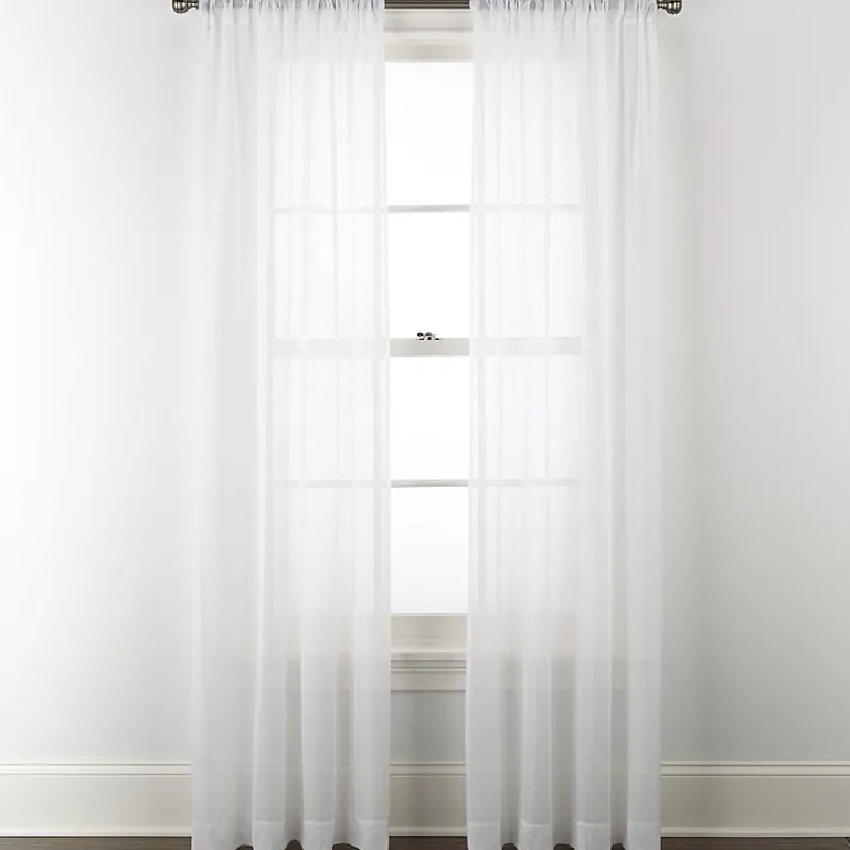 Home Expressions Remy Solid Rod Pocket Sheer Single Curtain Panel
