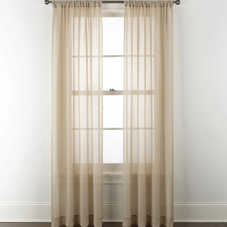 Home Expressions Remy Solid Rod Pocket Sheer Single Curtain Panel