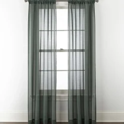 Home Expressions Remy Solid Rod Pocket Sheer Single Curtain Panel