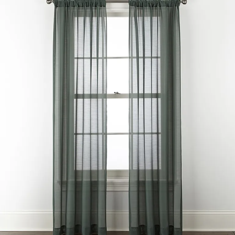 Home Expressions Remy Solid Rod Pocket Sheer Single Curtain Panel