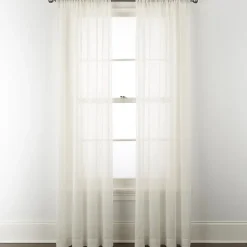 Home Expressions Remy Solid Rod Pocket Sheer Single Curtain Panel