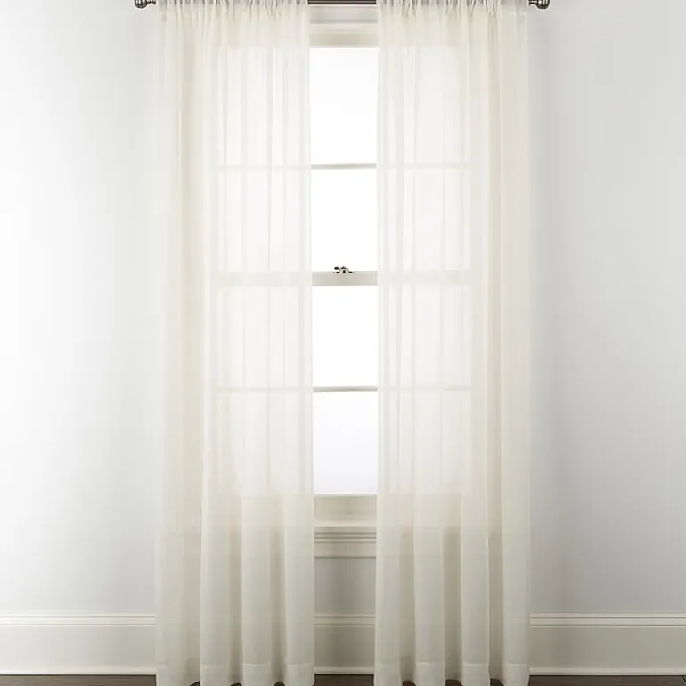 Home Expressions Remy Solid Rod Pocket Sheer Single Curtain Panel