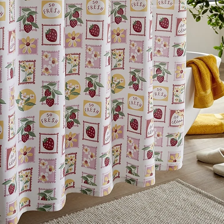Home Expressions Stamps & Berries Shower Curtain
