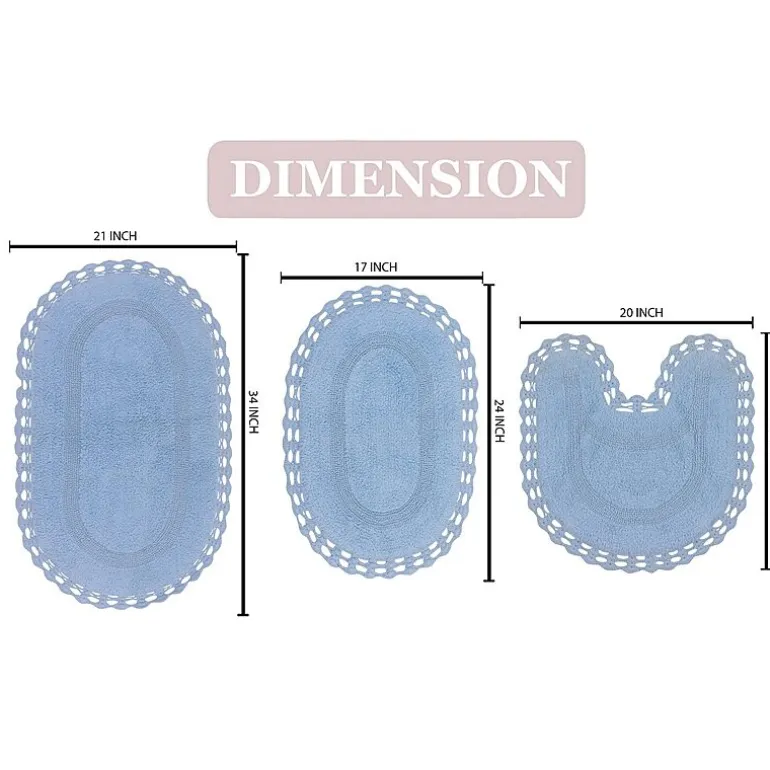 Home Weavers Inc Hampton Crochet 3-pc. Reversible Bath Rug Set