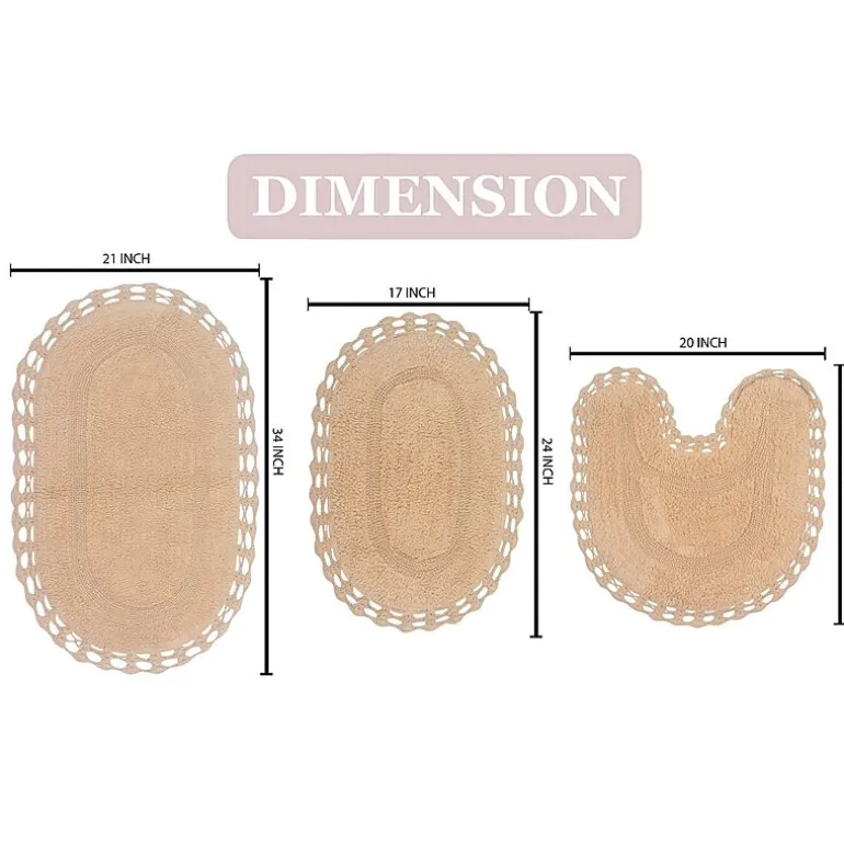 Home Weavers Inc Hampton Crochet 3-pc. Reversible Bath Rug Set