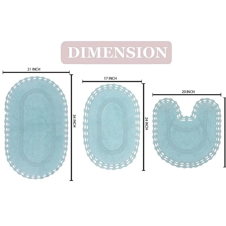 Home Weavers Inc Hampton Crochet 3-pc. Reversible Bath Rug Set