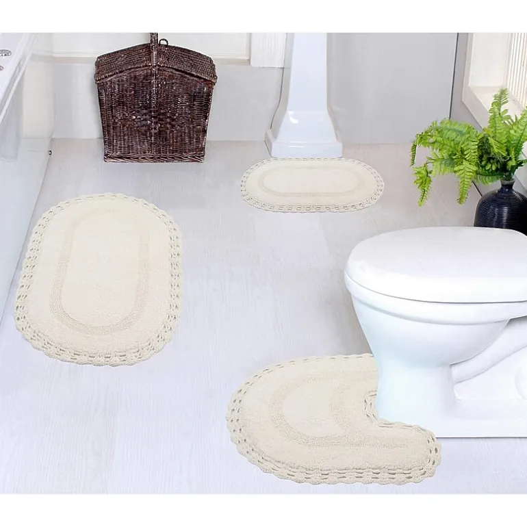 Home Weavers Inc Hampton Crochet 3-pc. Reversible Bath Rug Set