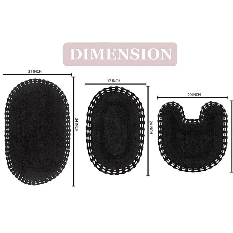 Home Weavers Inc Hampton Crochet 3-pc. Reversible Bath Rug Set