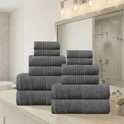 Home Weavers Inc Hazel Collection 100% Cotton Zero Twist Super Absorbent 12-pc. Quick Dry Bath Towel Set