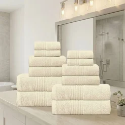 Home Weavers Inc Hazel Collection 100% Cotton Zero Twist Super Absorbent 12-pc. Quick Dry Bath Towel Set