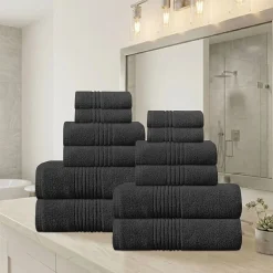 Home Weavers Inc Hazel Collection 100% Cotton Zero Twist Super Absorbent 12-pc. Quick Dry Bath Towel Set