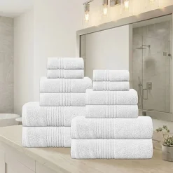 Home Weavers Inc Hazel Collection 100% Cotton Zero Twist Super Absorbent 12-pc. Quick Dry Bath Towel Set