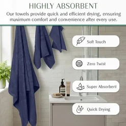 Home Weavers Inc Hazel Collection 100% Cotton Zero Twist Super Absorbent 12-pc. Quick Dry Bath Towel Set
