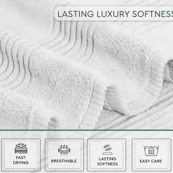 Home Weavers Inc Hazel Collection 100% Cotton Zero Twist Super Absorbent 12-pc. Quick Dry Bath Towel Set