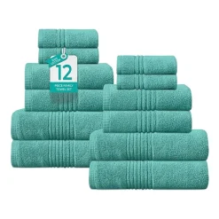 Home Weavers Inc Hazel Collection 100% Cotton Zero Twist Super Absorbent 12-pc. Quick Dry Bath Towel Set
