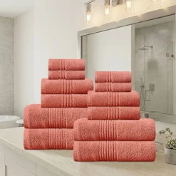 Home Weavers Inc Hazel Collection 100% Cotton Zero Twist Super Absorbent 12-pc. Quick Dry Bath Towel Set