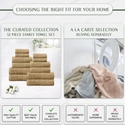 Home Weavers Inc Hazel Collection 100% Cotton Zero Twist Super Absorbent 12-pc. Quick Dry Bath Towel Set