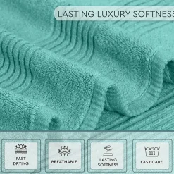 Home Weavers Inc Hazel Collection 100% Cotton Zero Twist Super Absorbent 12-pc. Quick Dry Bath Towel Set