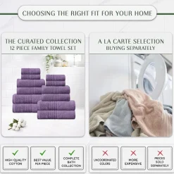Home Weavers Inc Hazel Collection 100% Cotton Zero Twist Super Absorbent 12-pc. Quick Dry Bath Towel Set