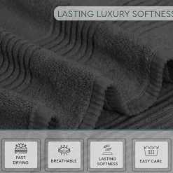 Home Weavers Inc Hazel Collection 100% Cotton Zero Twist Super Absorbent 12-pc. Quick Dry Bath Towel Set