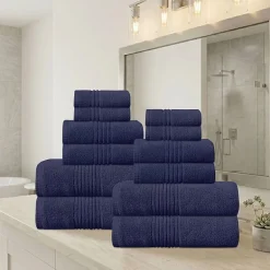 Home Weavers Inc Hazel Collection 100% Cotton Zero Twist Super Absorbent 12-pc. Quick Dry Bath Towel Set