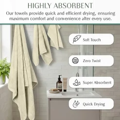 Home Weavers Inc Hazel Collection 100% Cotton Zero Twist Super Absorbent 12-pc. Quick Dry Bath Towel Set