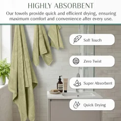 Home Weavers Inc Hazel Collection 100% Cotton Zero Twist 6-pc. Quick Dry Washcloth