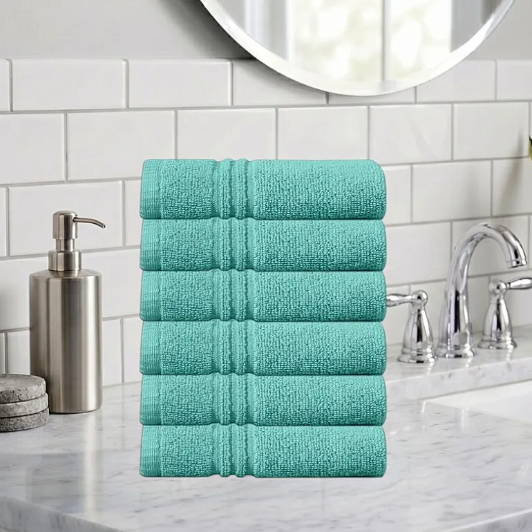 Home Weavers Inc Hazel Collection 100% Cotton Zero Twist 6-pc. Quick Dry Washcloth