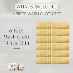 Home Weavers Inc Hazel Collection 100% Cotton Zero Twist 6-pc. Quick Dry Washcloth