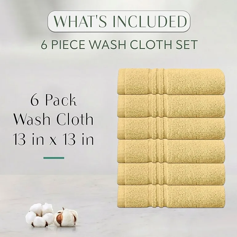 Home Weavers Inc Hazel Collection 100% Cotton Zero Twist 6-pc. Quick Dry Washcloth