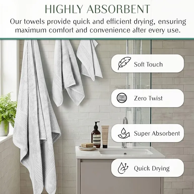 Home Weavers Inc Hazel Collection 100% Cotton Zero Twist 6-pc. Quick Dry Washcloth