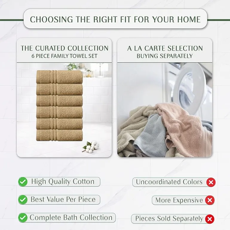 Home Weavers Inc Hazel Collection 100% Cotton Zero Twist 6-pc. Quick Dry Washcloth