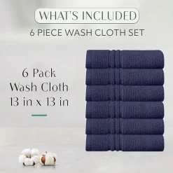 Home Weavers Inc Hazel Collection 100% Cotton Zero Twist 6-pc. Quick Dry Washcloth