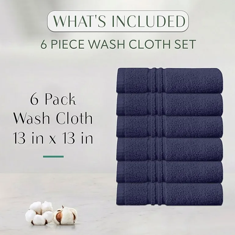 Home Weavers Inc Hazel Collection 100% Cotton Zero Twist 6-pc. Quick Dry Washcloth