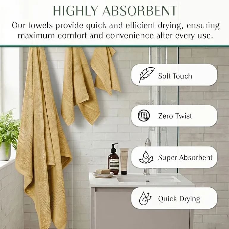 Home Weavers Inc Hazel Collection 100% Cotton Zero Twist 6-pc. Quick Dry Washcloth