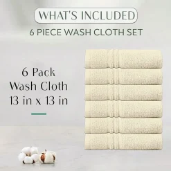 Home Weavers Inc Hazel Collection 100% Cotton Zero Twist 6-pc. Quick Dry Washcloth