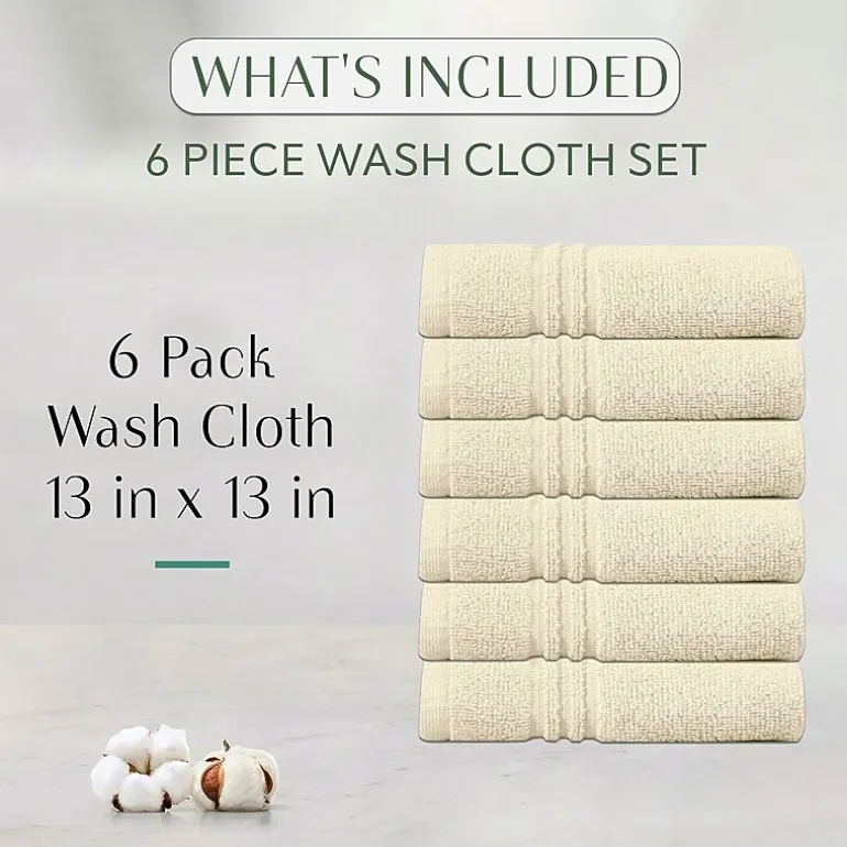 Home Weavers Inc Hazel Collection 100% Cotton Zero Twist 6-pc. Quick Dry Washcloth