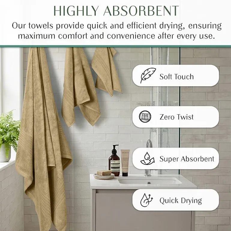 Home Weavers Inc Hazel Collection 100% Cotton Zero Twist 6-pc. Quick Dry Washcloth